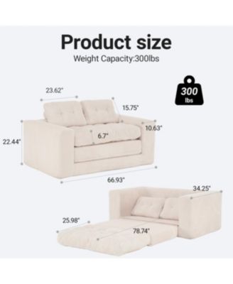 Streamdale Loveseat Sofa Bed with Memory Foam & Steel Frame - No Assembly, Convertible (Beige