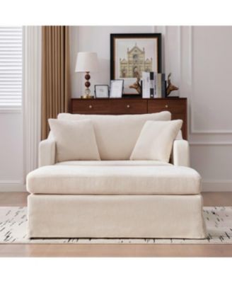 Streamdale Modern Upholstered Farmhouse Chair & Ottoman Set, Beige