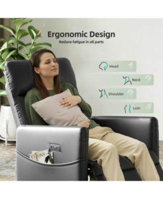 Streamdale Power Recliner Chair - Black Leather w/ Footrest, Padded Seat, Compact Design