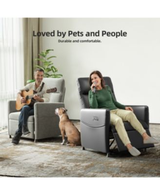 Streamdale Power Recliner Chair - Black Leather w/ Footrest, Padded Seat, Compact Design