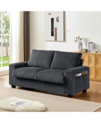 Streamdale 71" Sofa Plush Corduroy Square Storage Armrest USB port