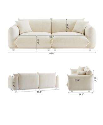 Streamdale Oversized Sherpa Loveseat Sofa with Metal Legs, 3 Seater Couch - White