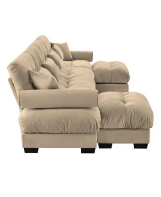 Streamdale U-Shaped Sectional Sofa Cloud Couch with Movable Ottomans, Convertible 4 Seater