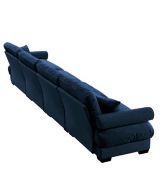 Streamdale Super Comfort Oversized Modular Velvet Sectional Sofa Couch with Ottoman, Blue