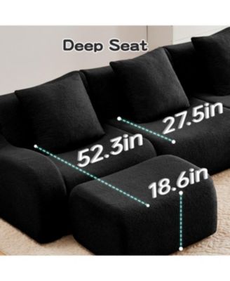  L-Shaped Teddy Fabric 2-Seat Boneless Sofa,