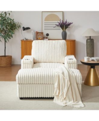 Streamdale 42.5" Corduroy Single Recliner with Pillow, Cup Holder, Storage Footrest