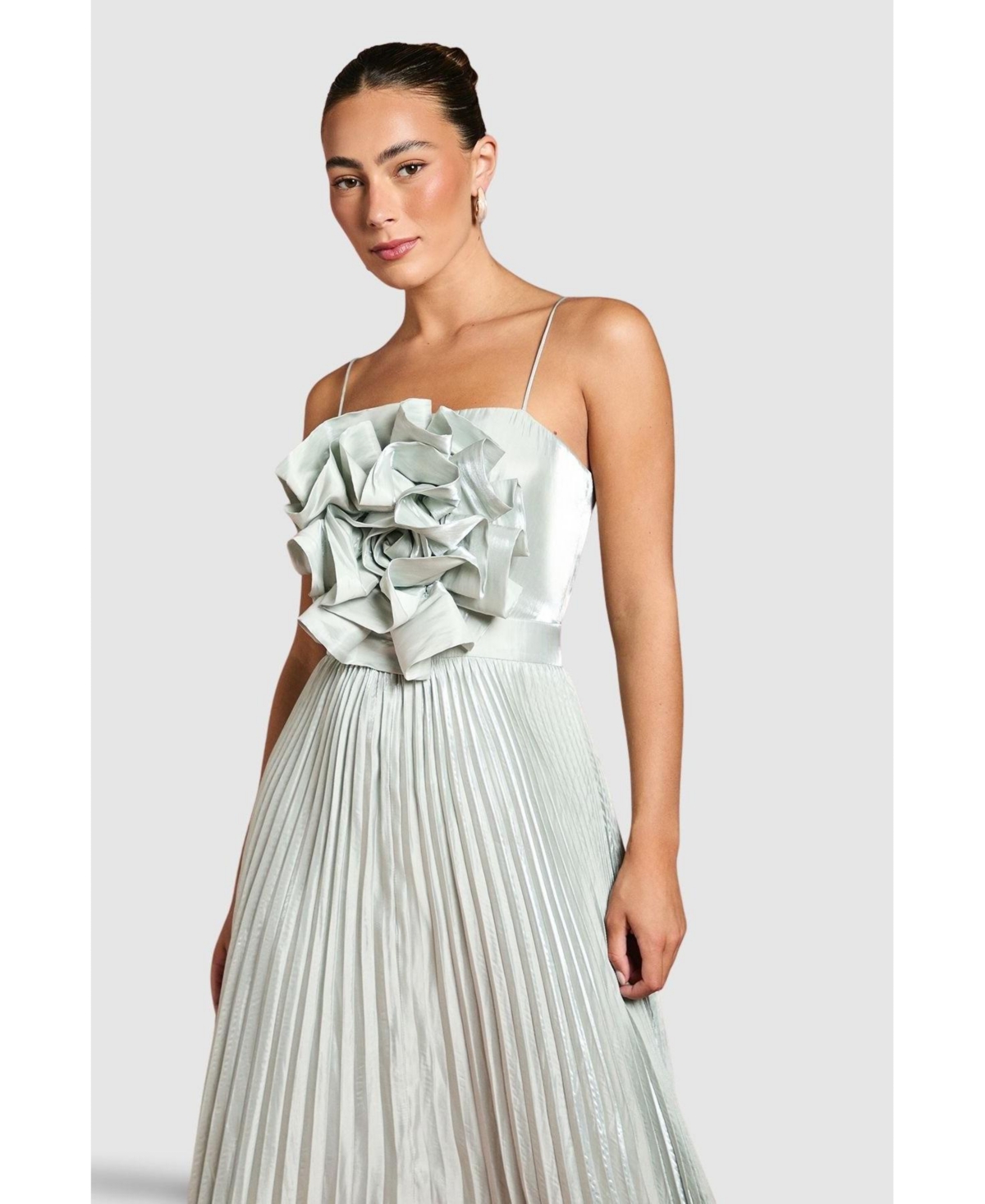Coast Women's Metallic Pleated Corsage Maxi Dress