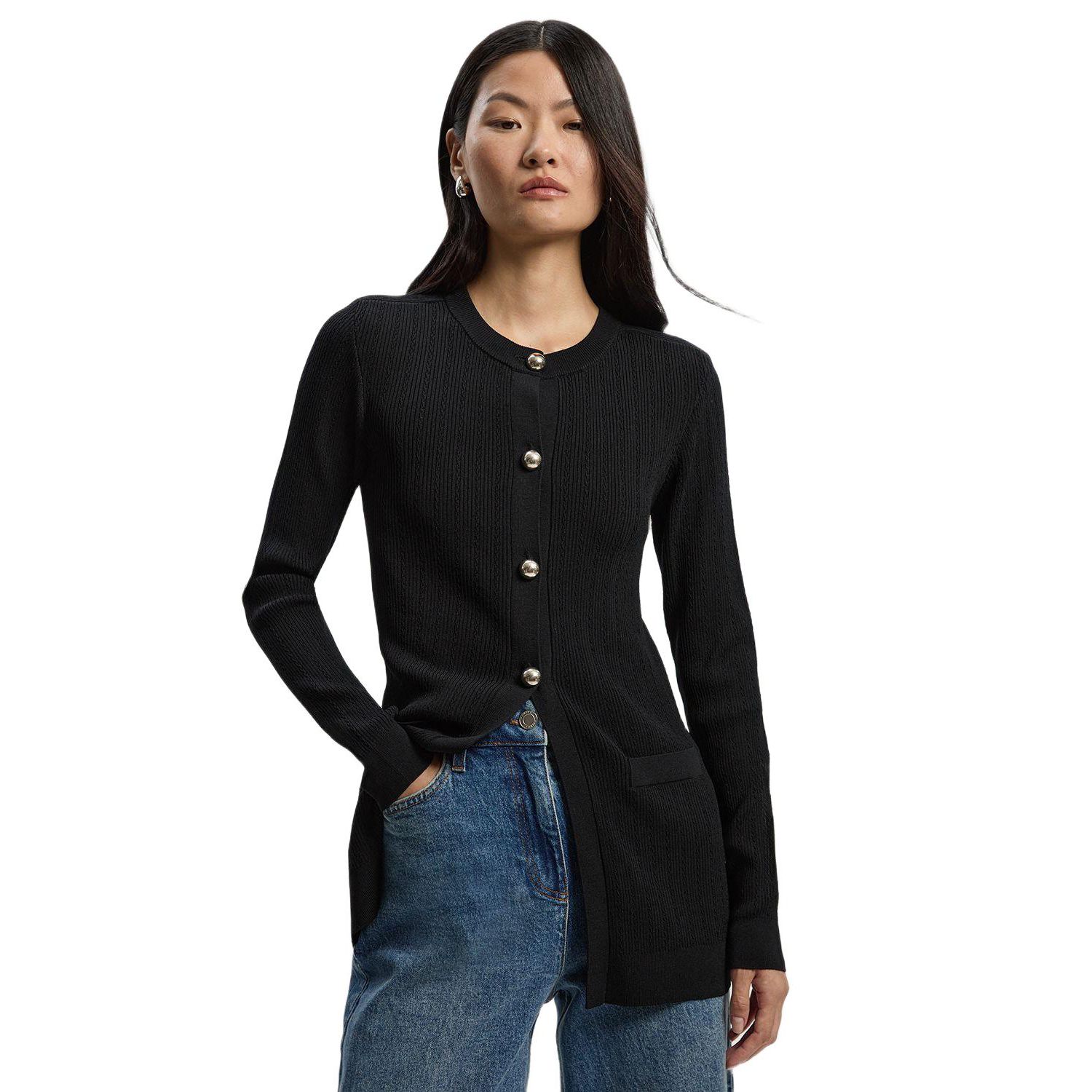 Women's Dome Button Longline Knitted Cardi
