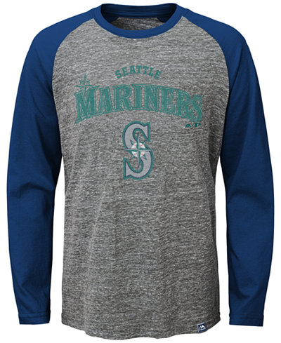 Majestic Boys' Seattle Mariners Fast Win Raglan Long-Sleeve T-Shirt