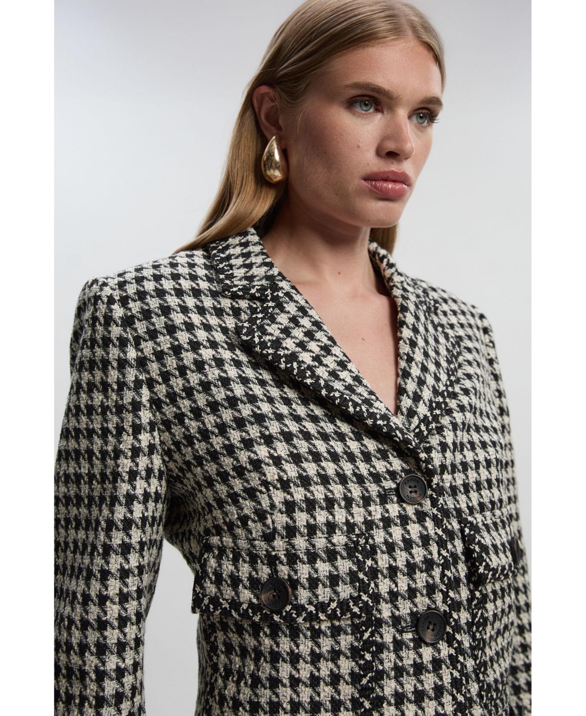 Karen Millen Women's Tweed Cropped Tailored Jacket