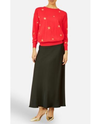 Women's Foil Star Print Relaxed Fit Sweater