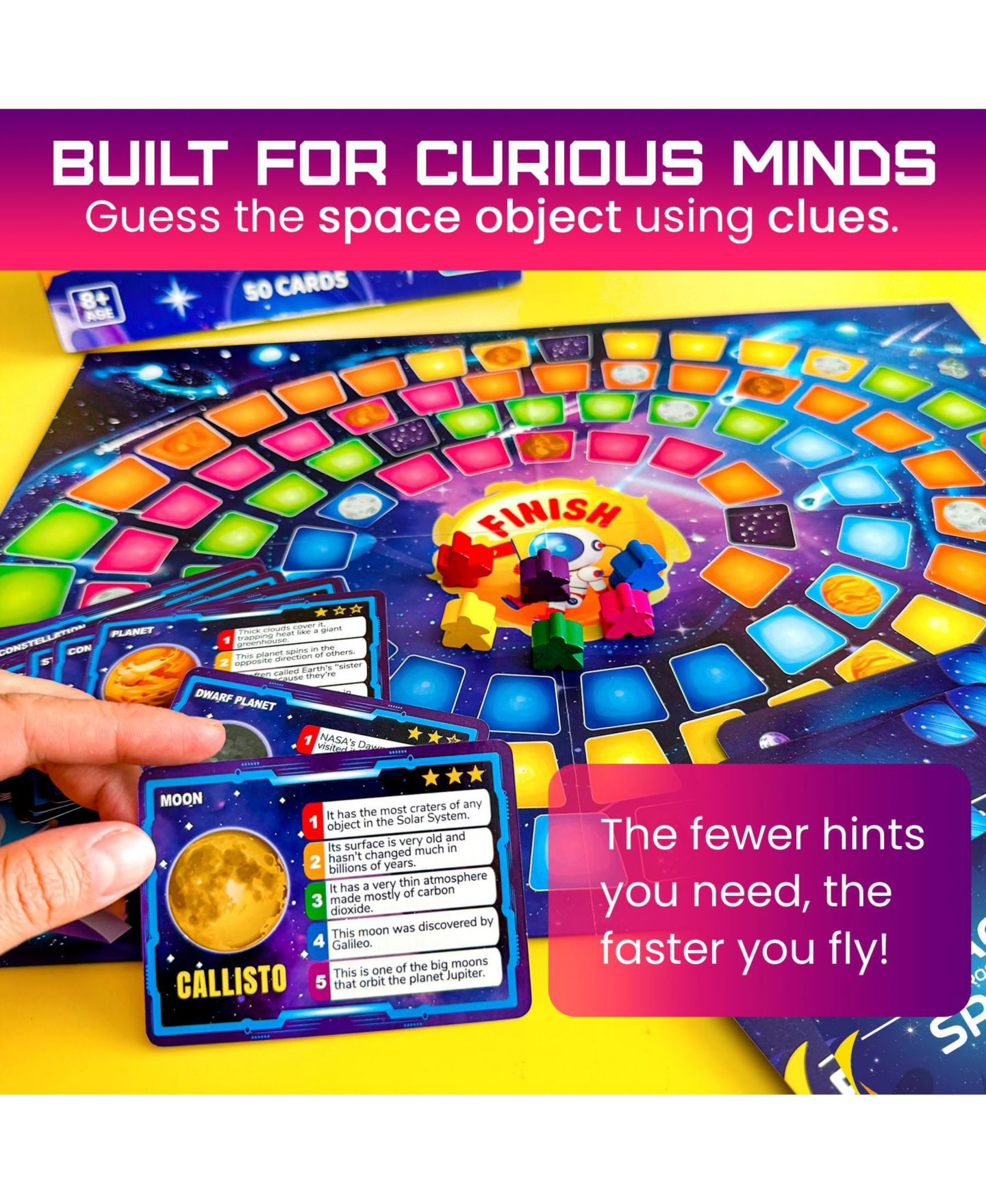 Детская настольная игра Quokka Trivia Geography and Space Board Game, от 8 лет, цвет: Космический — фото 6