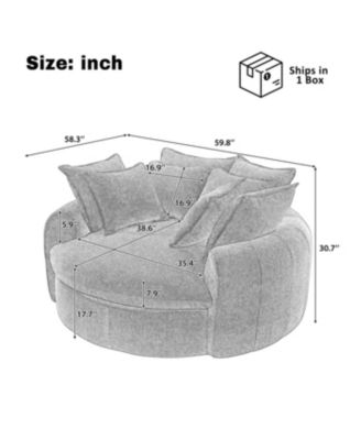 Full-Compressed Round Chaise Sofa, Black