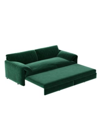 66" Queen Pull Out Sofa Bed with Storage, 3-in-1 Convertible Velvet Loveseat Sleeper