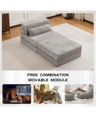 Streamdale Compression Sofa, Convertible Floor Sofa Bed, Modular Sectional Sofa, Grey