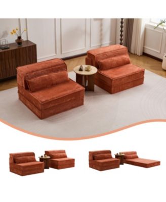 Streamdale Compression Sofa, Convertible Floor Sofa Bed, Modular Sectional, Orange