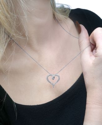 Diamond Heart Pendant Necklace (1 ct. t.w.) in 10k White Gold