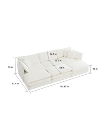 Comfortable Deep Seat Reversible Modular 6 Seater Sectional Sofa with Ottomans & Pillows