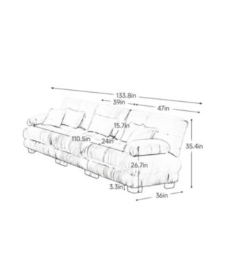  3-Seater Modular Chenille Sectional Sofa - Soft & Comfy Upholstered Furniture