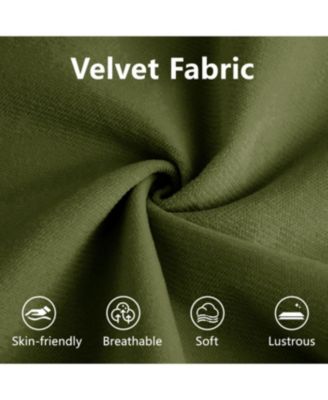  Olive Green Velvet Two-Seater Sofa with Ottoman and Pillows