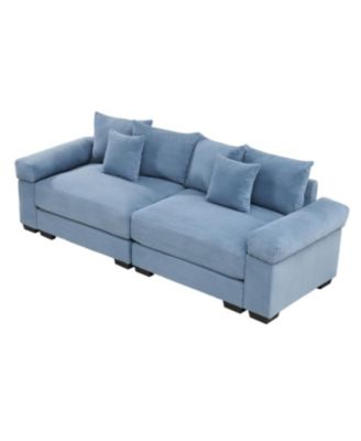 Streamdale 92" Oversized Cloud Modular Sectional Couch, Corduroy, Blue