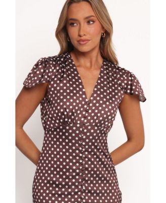 Women's Dean Maxi Dress - Brown Polka Dot XS