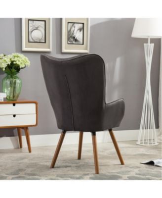 Streamdale Contemporary Silky Velvet Tufted Button Back Accent Chair, Gray