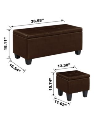 Streamdale Large Storage Ottoman Bench Set, 3-in-1 Combination, Tufted Linen