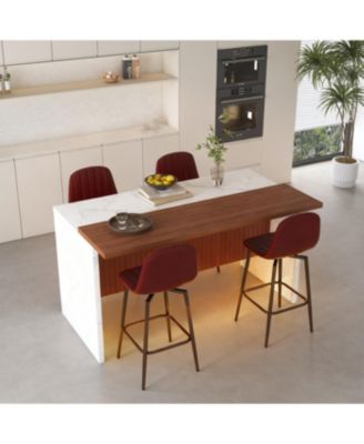 Streamdale White Marble Look Kitchen Island with LED Lighting