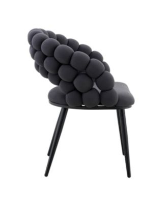 Streamdale Set of 2 Gray Velvet Dining Chairs with Black Legs