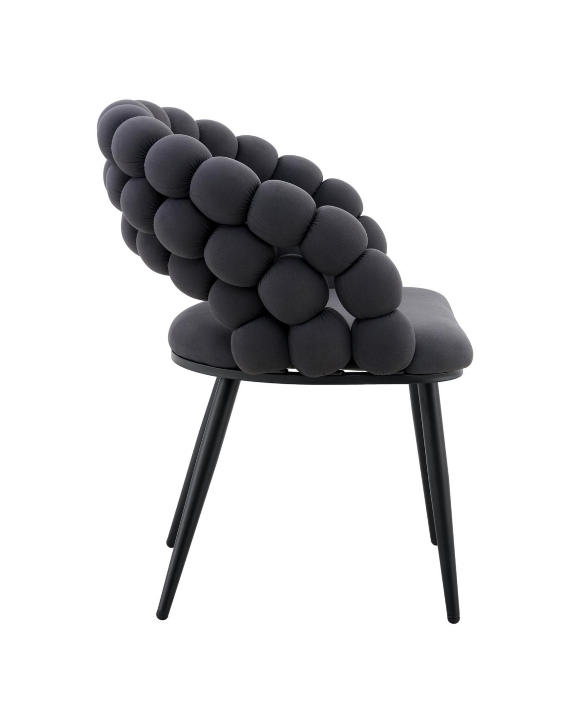 Streamdale Furniture Streamdale Set of 2 Gray Velvet Dining Chairs with Black Legs