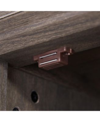 Streamdale Modern Storage Cabinet with Glass Doors & Shelves - Brown Finish