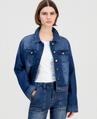 Juniors' Long-Sleeve Denim Trucker Jacket