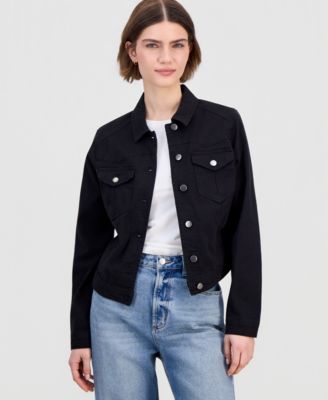Juniors' Black High-Low Jean Jacket 