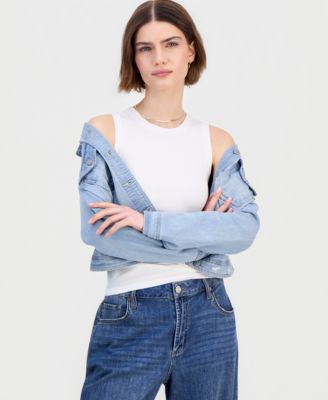 Juniors' Distressed Jean Jacket 