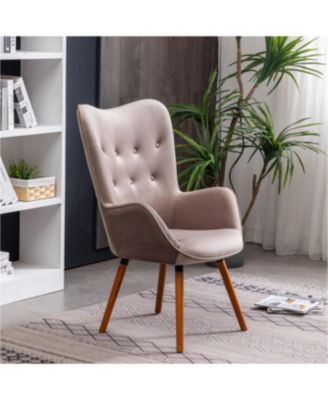 Streamdale Contemporary Silky Velvet Tufted Button Back Chair, Chocolate