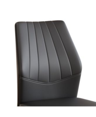 Streamdale Set of 6 Black & Silver Dining Chairs, 37" High, Ergonomic PU Backrest