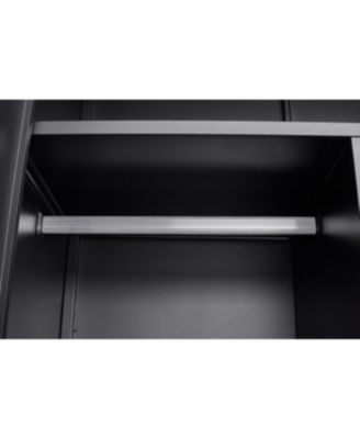 Streamdale Black Metal Large Wardrobe with Hanging Rod & Compartments, Lockable Closet