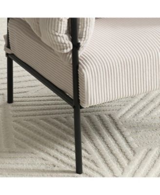 Streamdale Modern Teddy Fleece Upholstered Chair with Gold Metal Legs, Creamy White