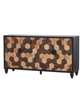 Streamdale Distressed Honeycomb Pattern Storage Cabinet with Doors