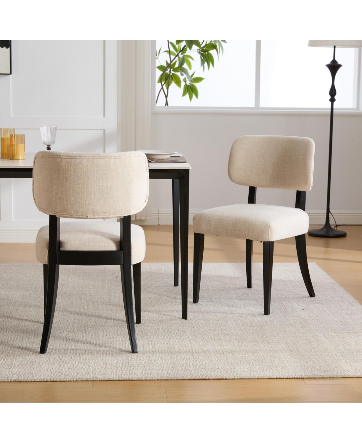 Streamdale Wooden Dining Chairs Set of 2, Modern Fabric Upholstered Kitchen Chairs