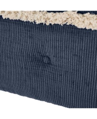 Streamdale Blue Storage Bench with Button-Tufted Fabric Upholstery and Fringe