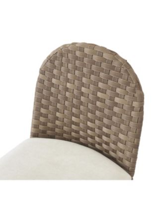 Farmhouse Upholstered Dining Chairs Set of 2, Armless Iron Side Chair with Rattan Back, Brown