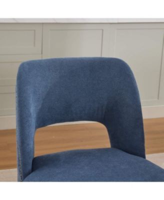 Streamdale Wooden Dining Chairs Set of 2, Modern Fabric Upholstered Kitchen Chairs, Blue