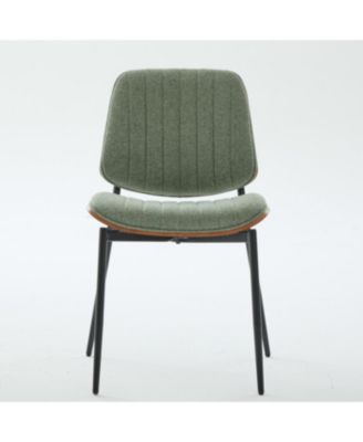 Dining Chairs Set of 2 Mid Century Modern Retro Linen Chair (Olive Green)