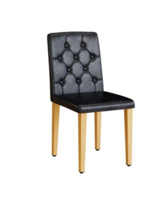Streamdale 4-pack black PU ergonomic dining chairs with golden metal legs
