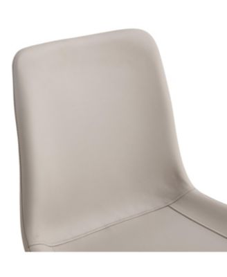 Light gray faux leather dining chair with curved cushion, black metal legs (4 chairs)