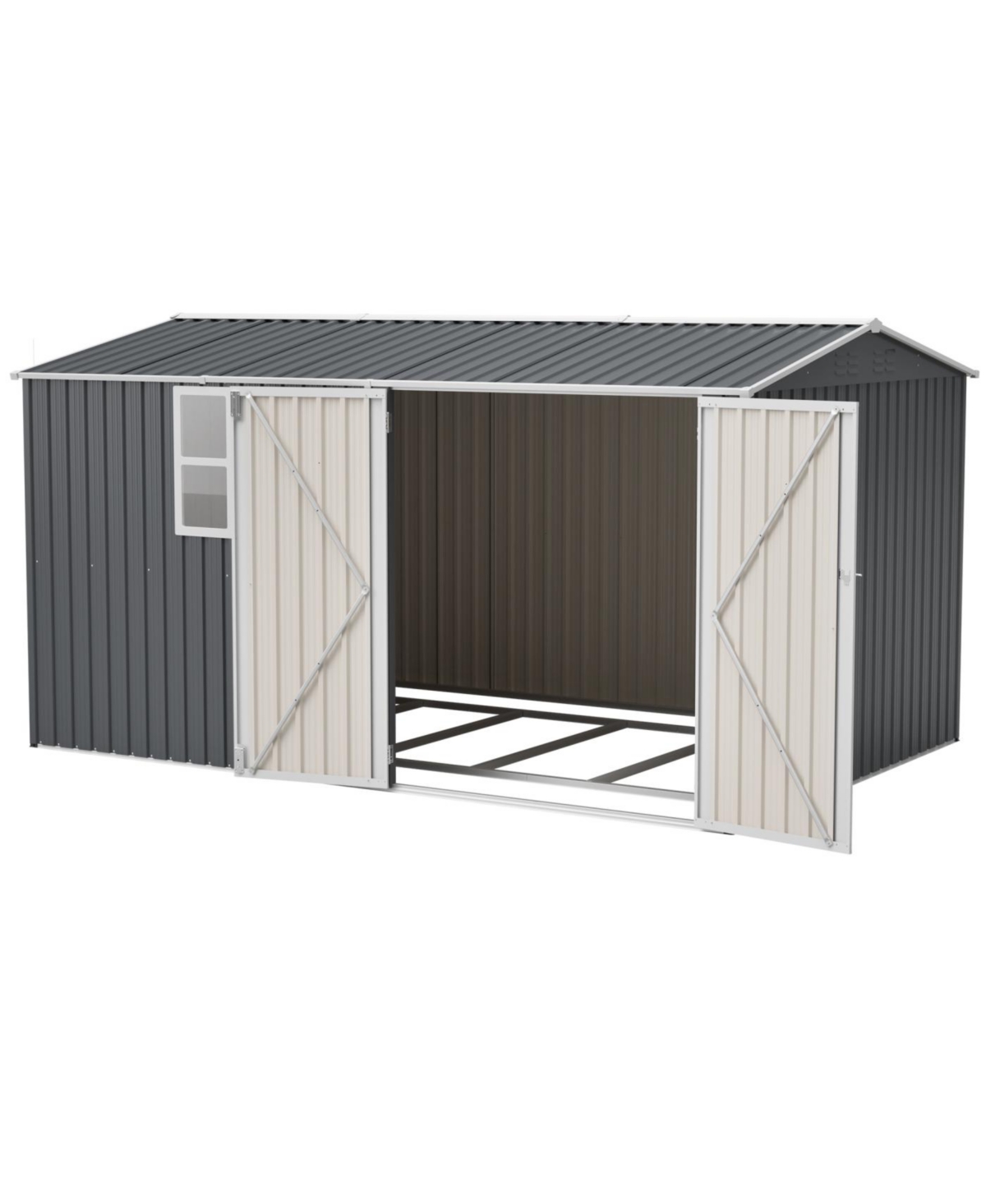 Streamdale Furniture Streamdale 8x12 Ft Storage Shed, Heavy-Duty Steel Building with Window & Vents (Gray