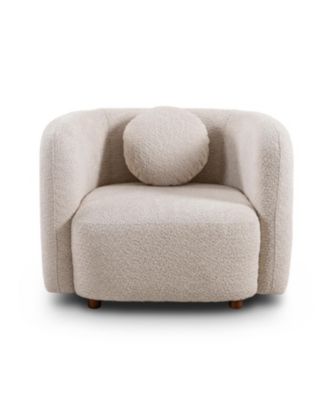 Accent Square Sofa Chair, Boucle Fabric Upholstered Single Cloud Couch Chair