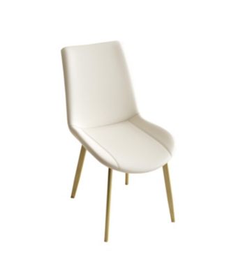 Streamdale Dining Chairs Set of 4, Modern PU Leather Metal Dining Chairs - White